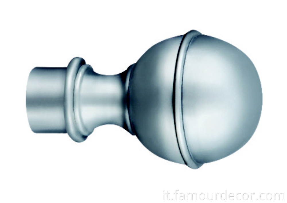 Silver Ball Plastic Head Single Double Curtain Rod